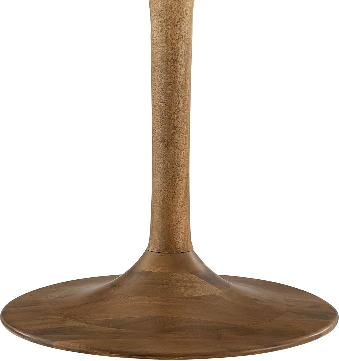 Modway Lippa 48 Inch Round Wood Dining Table in Natural – Solid Mango Wood Tabletop with Pedestal Base - Mid Century Modern Dining Room Furniture - Kitchen Table for 4-6 Person