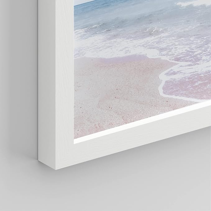 SIGNWIN Framed White Pastel Tropical Island Ocean Beach Shore Wall Art, Set of 4 Landscape Colorful Wall Decor Prints, Nature Wilderness Wall Décor for Living Room, Bedroom - 12"x16" White