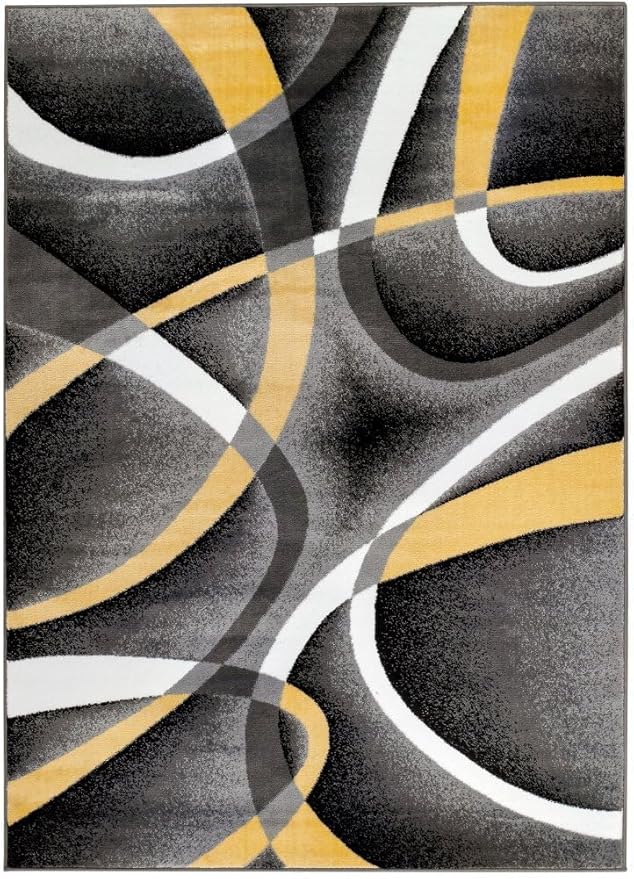 2305 Geometric Abstract Yellow 2x7 Area Rugs for Entryway