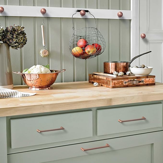 Goo-Ki Brushed Copper Cabinet Pulls with 5''Hole Centers, Modern Style Zinc Alloy Cabinet Handles for Dresser,Wardrobe,Cupboard- 2 Pack