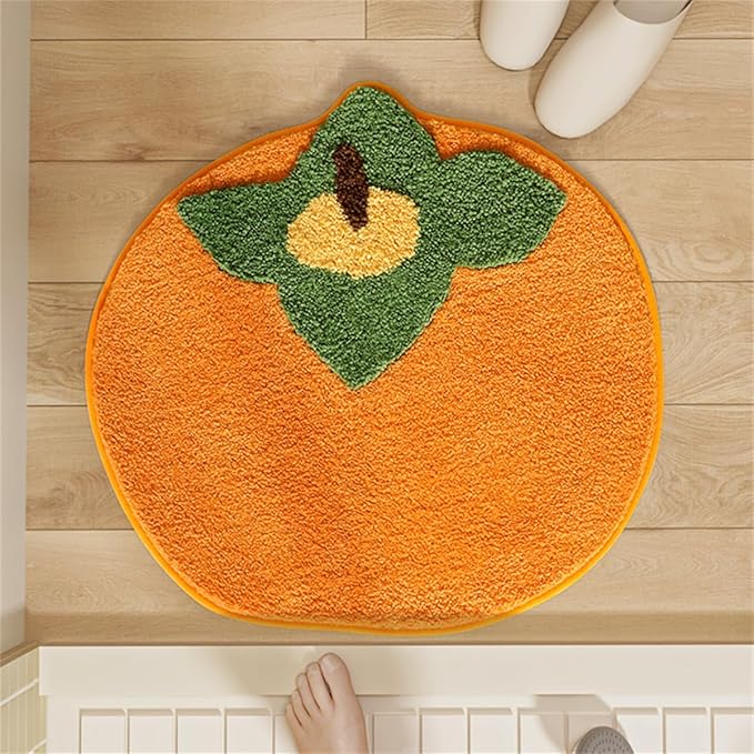 Ankah Fruit Bath Mats Cute Bathroom Rugs, Particularly Absorbent, Very Soft, and Dry Fast That Fits for Kid's Room, Bathroom or Other Room, 21.6" x 22.8", Persimmon