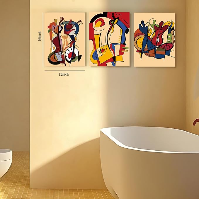 Colorful Abstract Wall Art Modern Street Graffiti Pictures Wall Decor Set of 3 Pcs, Colors Music Canvas Prints Posters Fantasy Paintings Home Artwork for Bedroom Living Room Home Decoration 12x16“