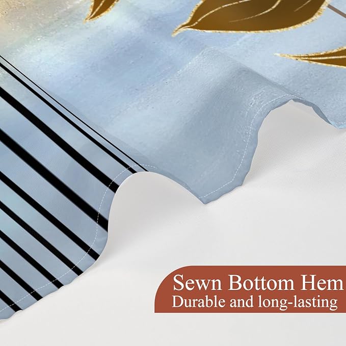 Mid Century Boho Shower Curtain Abstract Modern Minimalist Geometric Arch Bathroom Curtain Gold Leaves Aesthetic Waterproof Bath Decor Polyester Fabric with Hooks 72x72 inch