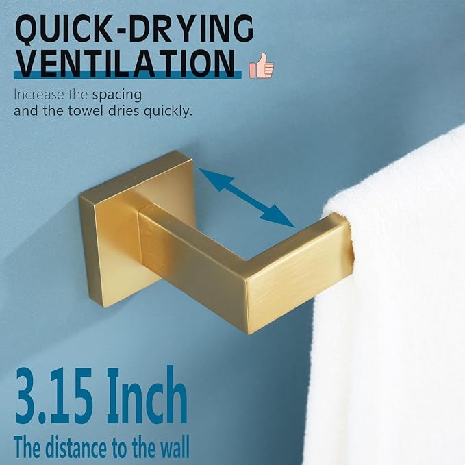 KOKOSIRI 32 Inch Gold Bath Towel Bar Bathroom Towel Rack Towel Holder Shower Hand Towel Hanger,Total Length 33.3 Inch, Brushed Gold, B4003BG-L32