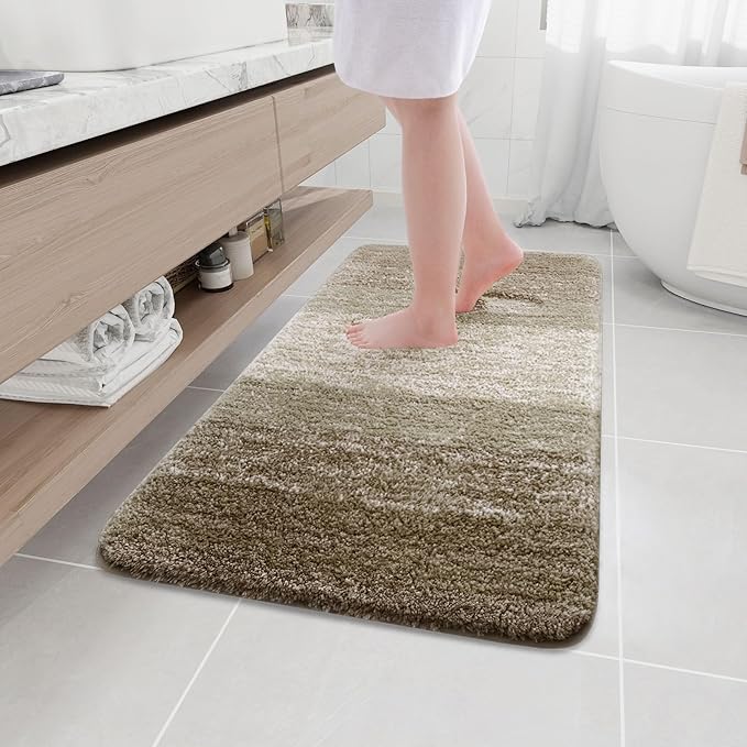 Arotive Microfiber Bathroom Rugs, Shaggy Soft and Absorbent Bath Rug, Non-Slip, Thick Plush Machine Washable Dry Bath Mats for Bathroom, Tub and Shower, 44x24, Coffee, Rectangular