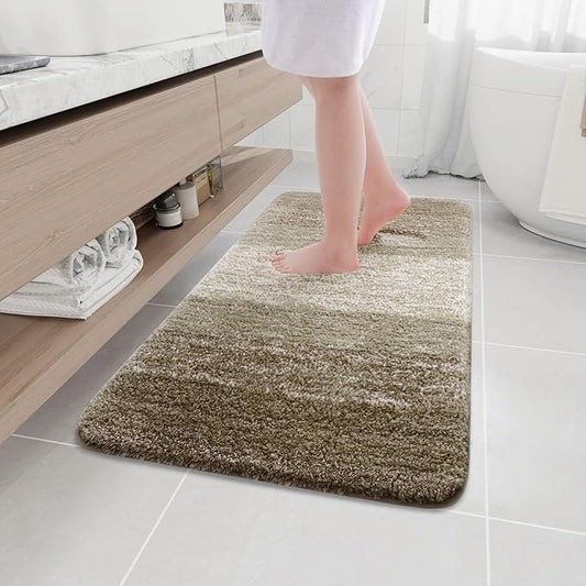 Arotive Microfiber Bathroom Rugs, Shaggy Soft and Absorbent Bath Rug, Non-Slip, Thick Plush Machine Washable Dry Bath Mats for Bathroom, Tub and Shower, 44x24, Coffee, Rectangular