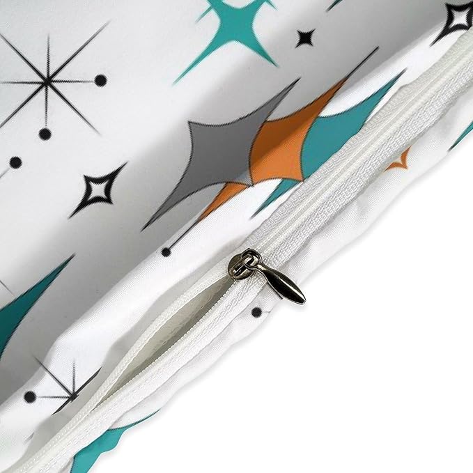 Mid Century Bedding Set,Modern Orange Blue Abstract Atomic Geometric Pattern Retro 1950s 1960s Style Comforter Set with Pillowcase for Bedroom Bed Decor,Full 79"x90"