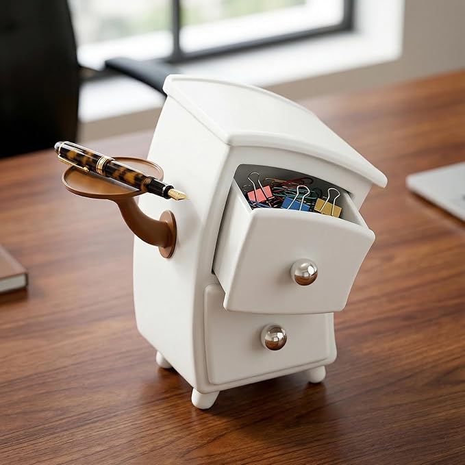 Creative Cabinet-Shaped Storage Box with Arms, Funny Decorative Organizer for Desk, Cute Mini Drawer Box for Office, Bedroom, or Living Room Decor