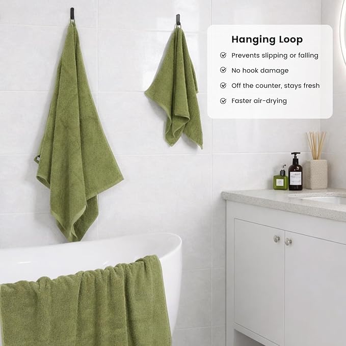SEMAXE 12-Piece Family Bathroom Towel Set - 100% Cotton, 4 Bath Towels, 4 Hand Towels, 4 Washcloths, Ultra-Soft and Super Absorbent, Lighter Weight