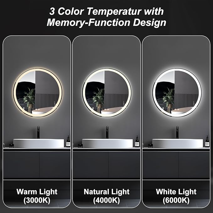 NEWBULIG Wall Mirror, Bathroom Mirror for Over Sink, Matte Metal Framed Vanity Mirror, Wall Decor for Bedroom, Tempered Glass