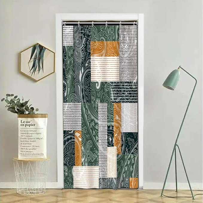 Abstract Boho Shower Curtain Bohemian Paisley Print Modern Geometric Plaid Pattern Shower Curtains for Bathroom Waterproof Fabric Decor Set with Hooks, 36W x 72H Inch