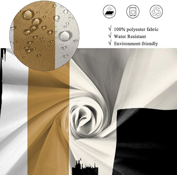 Abstract Geometric Shower Curtain for Bathroom Modern Minimalist Neutral Bathroom Decor Set Black and Beige Bathtub Curtain for Hotel Machine Washable Waterproof Polyester Fabric with Hooks 54x72 Inch