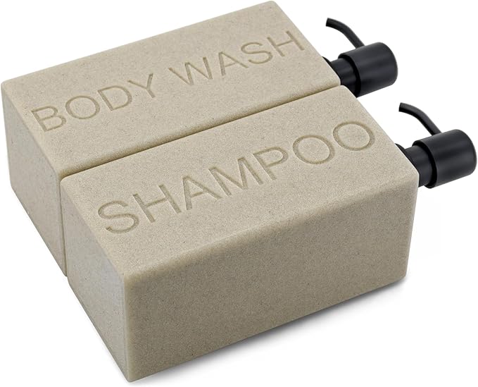 Rectangular Resin Dispenser Premium Bathroom Shampoo Conditioner Body Wash Bottle Modern Refillable Pump Design