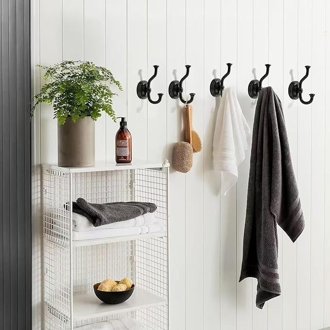 khtumeware 3 Pack 4-1/2 inch Zinc Alloy Vintage Wall Black Large Coat Hooks Suitable for Tile, Wood Board, Glass Walls, Bathroom, Entrance Hall, Kitchen, Multi-Functional Robe Hooks