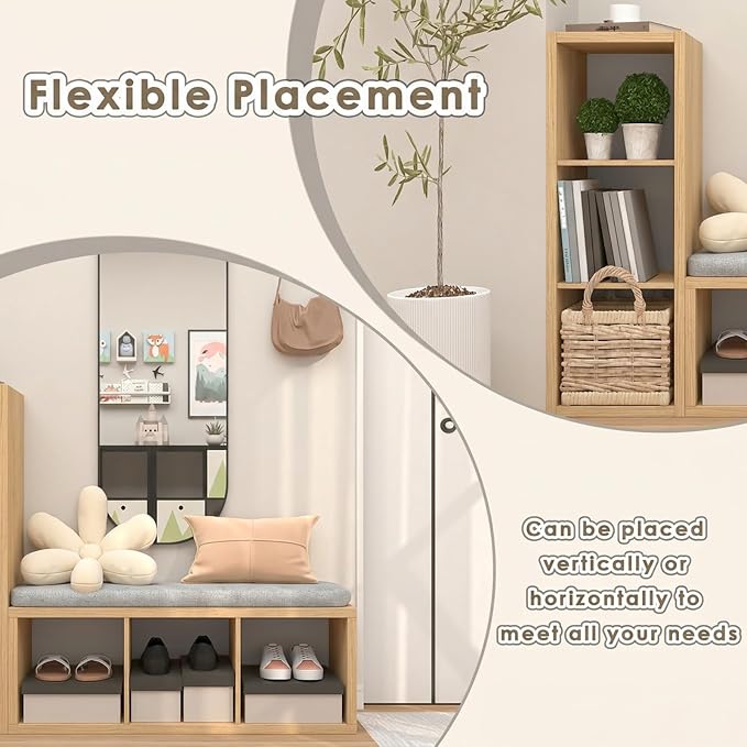 Endearing Limons【2026 Wooden Thick Border】 3 Cube Shelf Storage Organizer with Anti-Tipping Kits + Reversible Open Back Bookcase (11 x 11 Unit Cell Oak)
