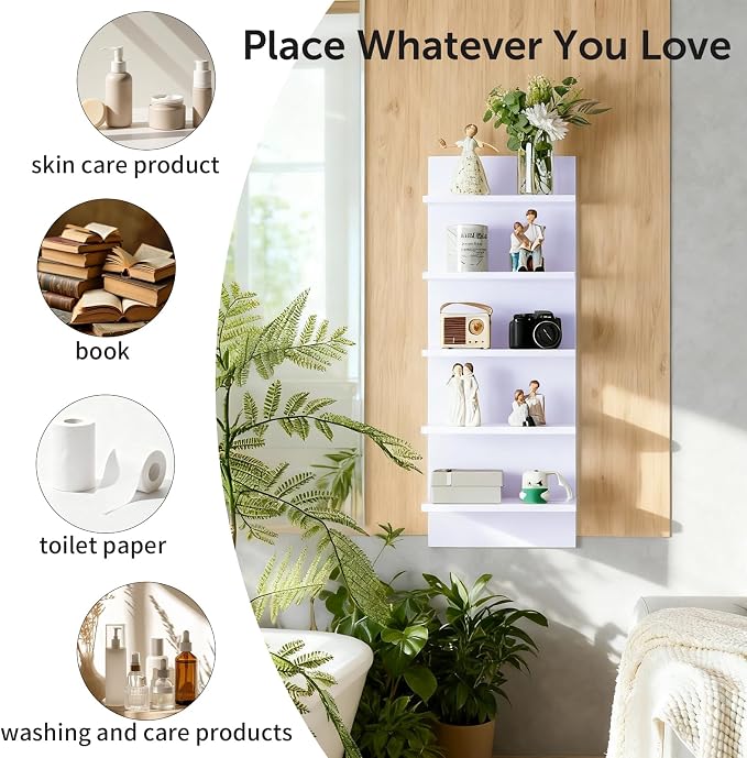 Wall Shelf Unit, 2 Pack White Lack Wall Shelf for Home Display, Ideal for Bedroom,Living Room,Office Decor,Lack Shelves for Book,Shoe,Vanity,Purse (11.8"×31.5"×5.5")