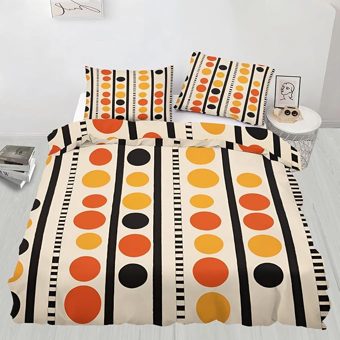 Modern Minimalism Duvet Cover Twin Colorful Geometry Bedding Set 2 Piece for Kids Bedroom Abstract Pattern Comforter Cover with Zipper Ties & 1 Pillowcases