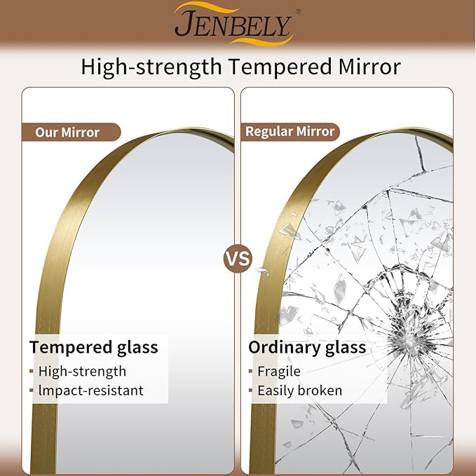 Gold Oval Mirror, 26"x38" Oval Bathroom Mirror, Brushed Gold Mirror with Aluminium Alloy Frame, Anti-Rust, Tempered Glass