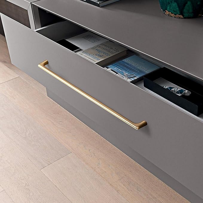 Goo-Ki Shinging Gold Cabinet Pulls with 12.6''(320mm) Hole Centers, Modern Style Zinc Alloy Cabinet Handles for Dresser,Wardrobe,Cupboard- 6 Pack