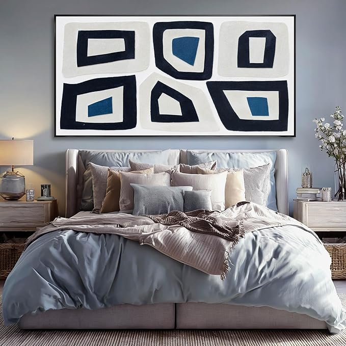 SOUGUAN Abstract Hand Painted Wall Art Contemporary Decorative Painting Simple Canvas Artwork 29"x58" Large Pictures for Dining Room Office