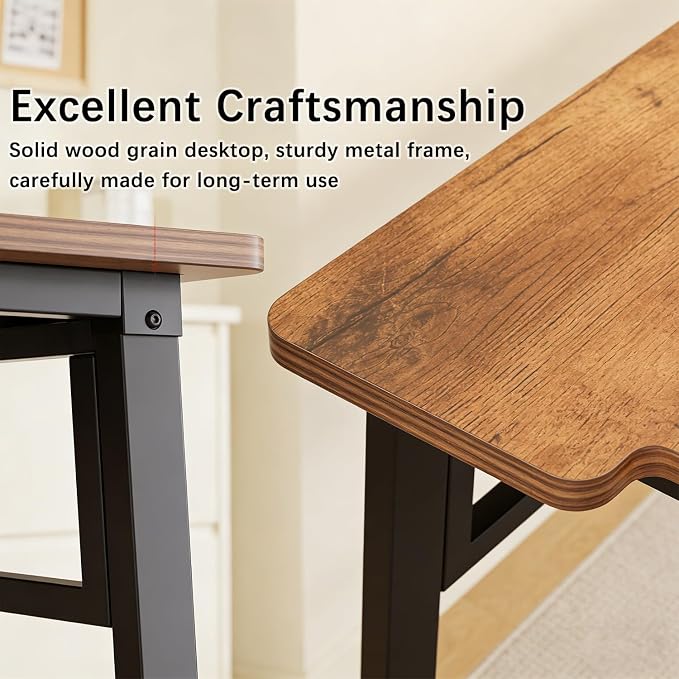 Computer Desk 39.4 Inch Small Office Desk with Wood Top and Metal Frame, Study Writing Desk for Home, Bedroom, Gaming, U-Shaped Leg Design, Modern Simple