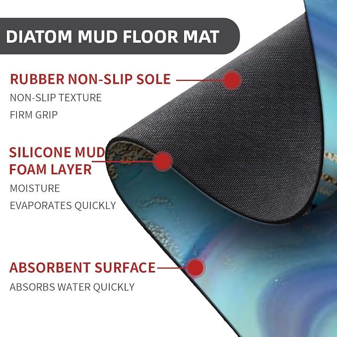 Diatomaceous Earth Bath Mat,Purple Gold Marble Non-Slip Volume Super Absorbent Fast Drying for Bathroom Kitchen Door mat,Eco-Friendly Easy to Clean 16×24Inch (40 * 60cm)