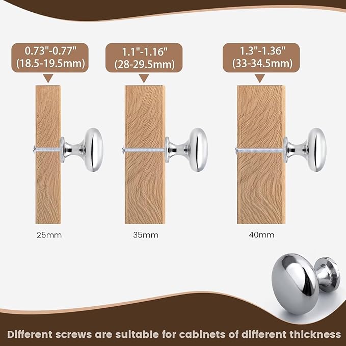10 Pack Polished Chrome Kitchen Cabinet Knobs, 1-3/16 Inch(29.5mm) Drawer Knobs,Solid Round Dresser Knobs Dresser Drawer Handles, Modern Knobs for Dresser Drawers