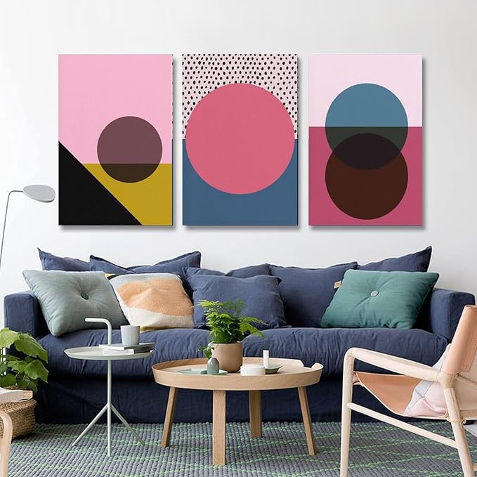 9W Bauhaus Poster Abstract Canvas Wall Art Set of 3 Modern Boho Decor For Bedroom Livingroom Frame-style 24x36inch(60x90cm)