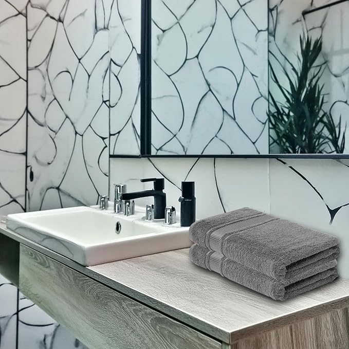 Melissa Linen, 2 Piece Hand Towel Set, 100% Turkish Cotton Face Hand Towels for Bathroom, 20 in x 35 in, Absorbent, Quick Dry, Durable and Soft, Spa and Hotel Quality, Dark Grey
