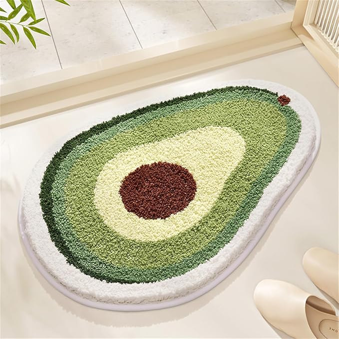 Ankah Fruit Bath Mats Cute Bathroom Rugs, Particularly Absorbent, Very Soft, and Dry Fast That Fits for Kid's Room, Bathroom or Other Room, 22.1" x 26.8", Fresh Avocado
