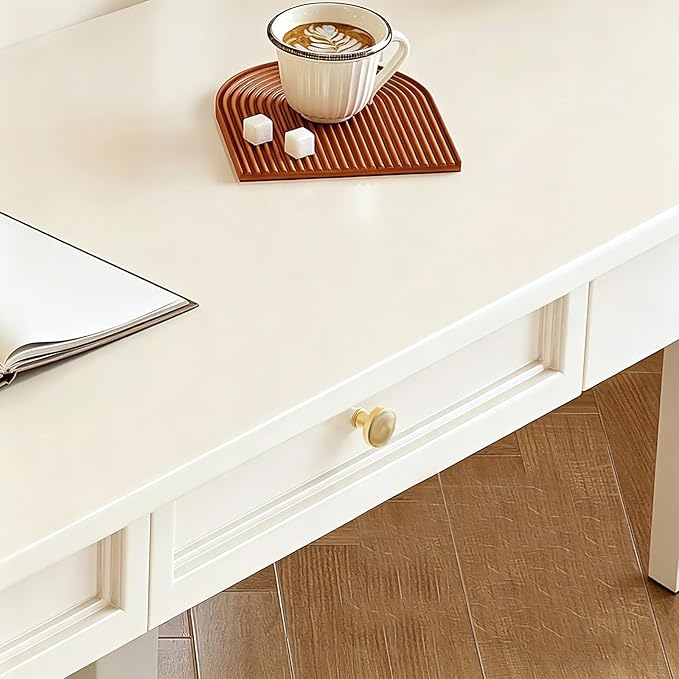 Solid Wooden Desk with Drawers, Small Writing Desk with Drawers for Computer, PC Desk for Work, Study or Gaming, Easy to Assemble (Ivory White, 31.5IN)