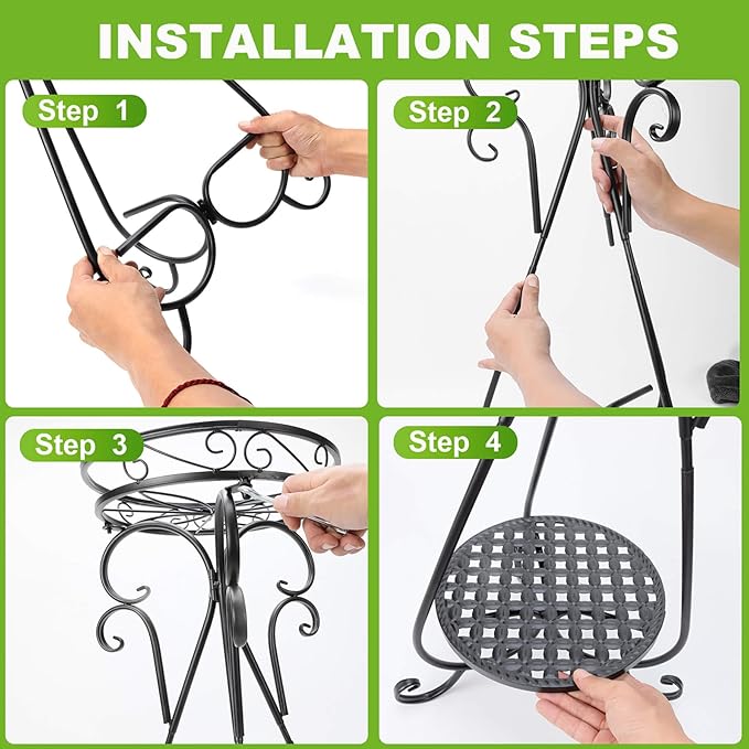 Metal Corner Plant Stand Indoor - 2 Tier Tall Potted Flower Pot Stand Outdoor Multiple Tiered Rustproof Iron Holder Heavy Duty Plant Rack Round Suport Shelf for Balcony Garden Patio Enterway