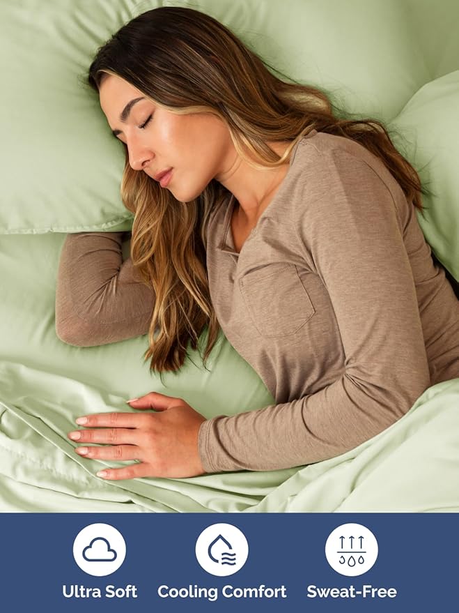 Extra Deep Twin Sheet Set - 4 Piece Breathable and Cooling Sheets - Hotel Luxury Bedding for Women, Men, Kids & Teens - Easy & Secure Fit - Soft, Wrinkle Free & Comfy - Extra Deep Pockets - Light Sage