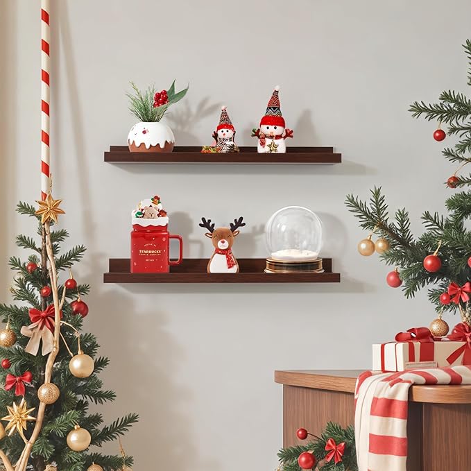 NEXHOME PRO Floating Shelves for Wall Set of 2,36 Inches Picture Ledge Shelf, Kids Bookshelf Wall Mounted for Living Room Bedroom Bathroom Kitchen, Easy Install,Walnut