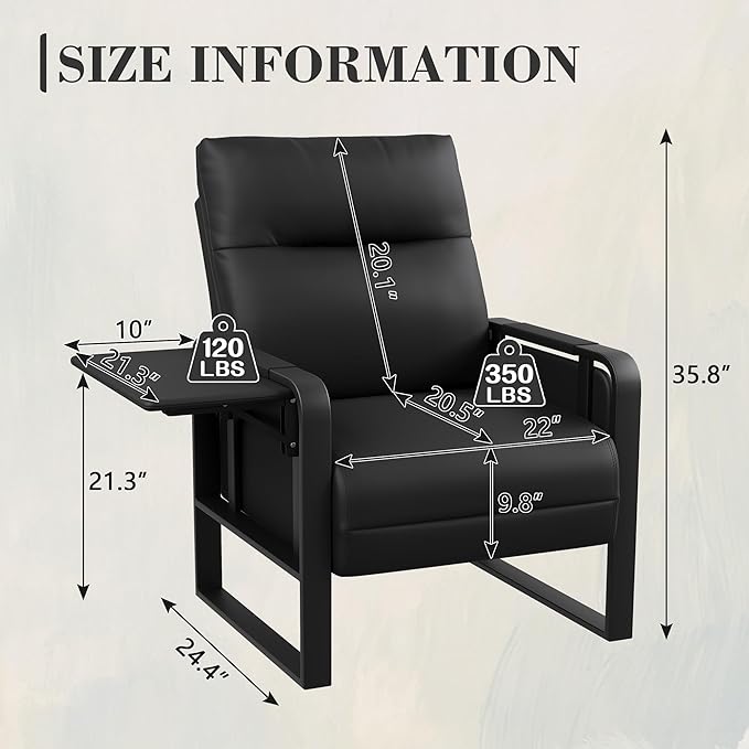Alunaune Upholstered Living Room Chair Armchair Set of 2, Mid Century Faux Leather Metal Accent Chair, Reception Couch Slipper Club Lounge Chair Guest Comfy Single Sofa with Sidetable-Black