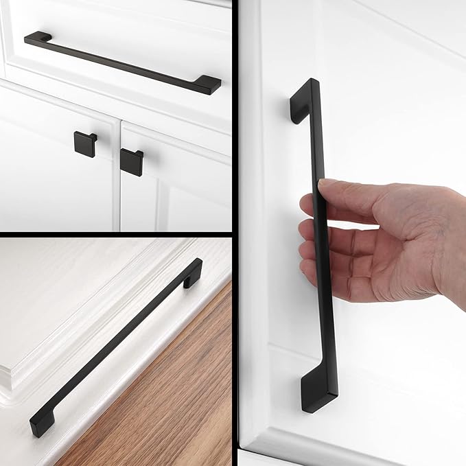 KOOFIZO 5 Pack 8-4/5 Inch Matte Black Kitchen Cabinet Pulls Black Cabinet Handles Black Cabinet Hardware for Kitchen Cabinets Drawer P01 Dresser Cupboard Bedroom Bathroom