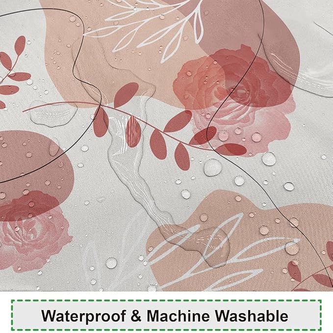 Pink Boho Shower Curtain 65Wx72H Blossom Floral Abstract Geometric Lines Shower Curtains Modern Minimalist Aesthetic Art Fabric Waterproof for Woman Girls Bathroom Decor 12 Plastic Hooks