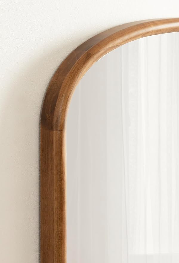 Kate and Laurel Talma Modern Arched Oval Wall Mirror, 24 x 36, Rustic Brown, Transitional Capsule Wall Accent with Solid Poplar Wood Frame for Use as Bathroom Mirror for Over Sink