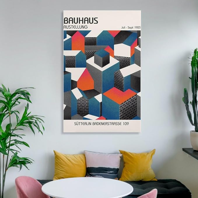 Bauhaus Poster, Bauhaus Print, Bauhaus Wall Art, Modern Home Decor, Bauhaus Exhibition Poster Poster for Room Aesthetics Canvas Wall Art Poster And Print Frame-style 24x36inch(60x90cm)