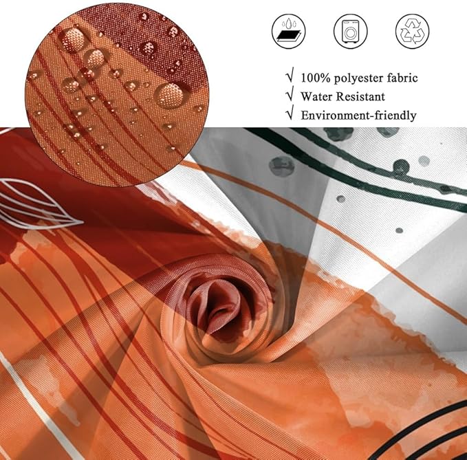 Mid Century Boho Shower Curtain for Bathroom Modern Abstract Aesthetic Bathroom Decor Set Abstract Geometric Leaf Bathtub Curtains Machine Washable Waterproof Polyester Fabric with Hooks 72x78 Inch