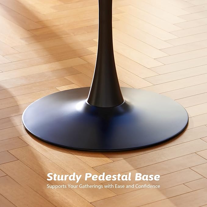 VONLUCE Black Round Dining Table, 36" Tulip Table, Kitchen & Living Room Table for 4-6 People, Modern MDF Top & Pedestal Base