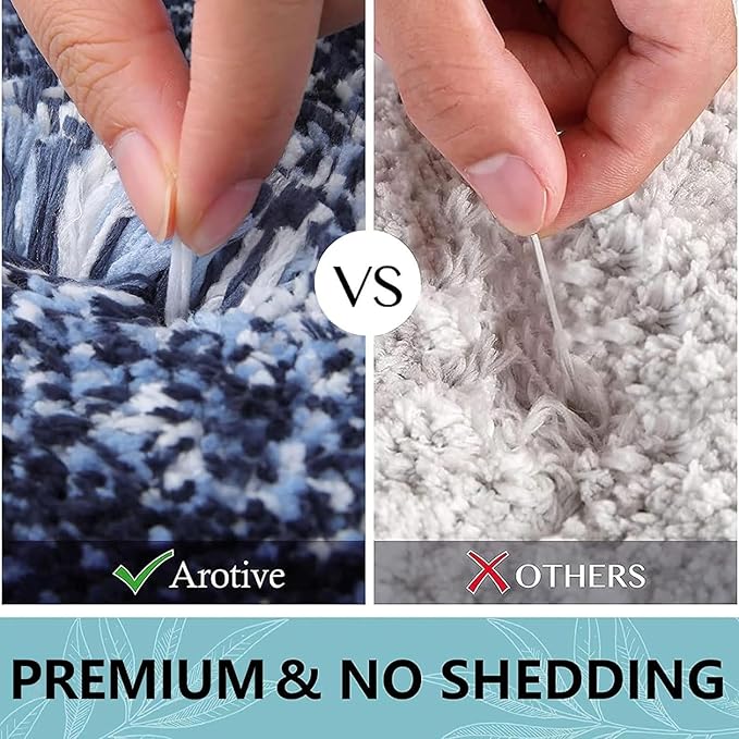 Arotive Microfiber Bathroom Rugs, Shaggy Soft and Absorbent Bath Rug, Non-Slip, Thick Plush Machine Washable Dry Bath Mats for Bathroom, Tub and Shower, 40x24, Dark Blue, Rectangular