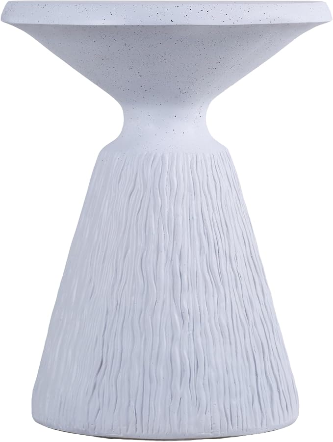 ø16.73'' Faux Concrete Cement Round Side Table End Table, Modern Contemporary Minimalist White Finish Style, MGO & Fiberglass Material for Indoor & Outdoor, No Assembly, Aqua Grey