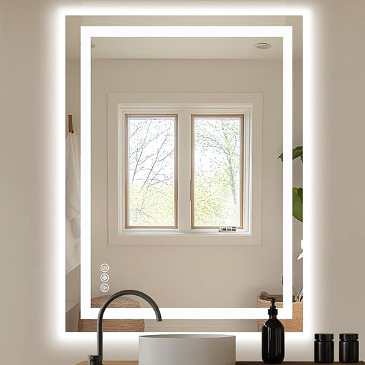 NEWBULIG Wall Mirror, Bathroom Mirror for Over Sink, Matte Metal Framed Vanity Mirror, Wall Decor for Bedroom, Tempered Glass