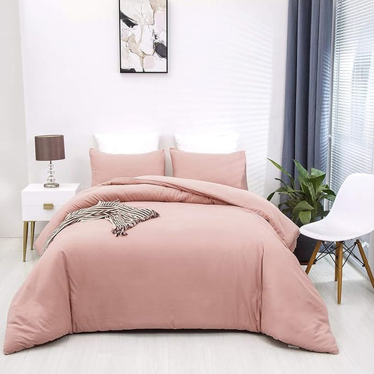 Pureant Blush Pink Comforter Set California King Dusty Pink Bedding Comforter Sets Cotton Bedding for Women Girls Bean Pink Comforter Cal King Soft Solid Color Blanket Quilts Muave Comforter