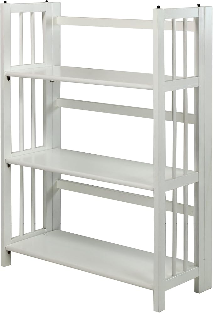 Casual Home 3-Shelf Folding Stackable Bookcase (27.5" Wide)-White
