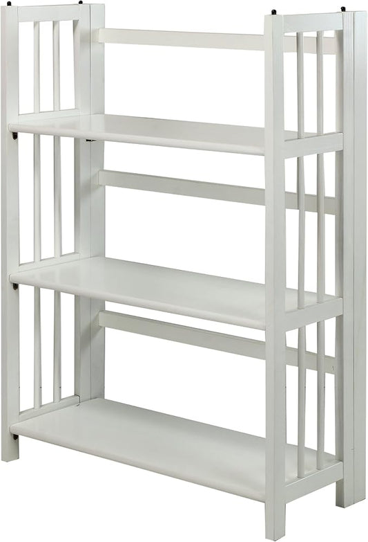 Casual Home 3-Shelf Folding Stackable Bookcase (27.5" Wide)-White