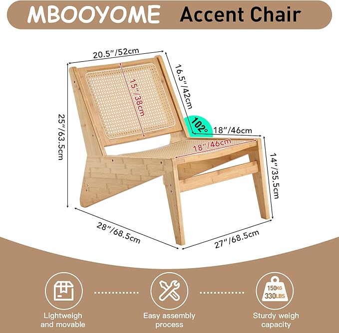 Mid Century Modern Accent Chair Set of 2 for Living Room, Low Armless Lounge Chair with Solid Wood Frame, Comfy Armchair for Bedroom and Balcony, Wood