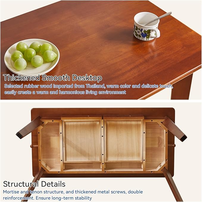 Aibiju Wood Writing Desk with Drawer and Hanging Rod, Small Computer Desk Table, Work Table, Study Desk, Small Wooden Dining Table Brown YD-WD01H