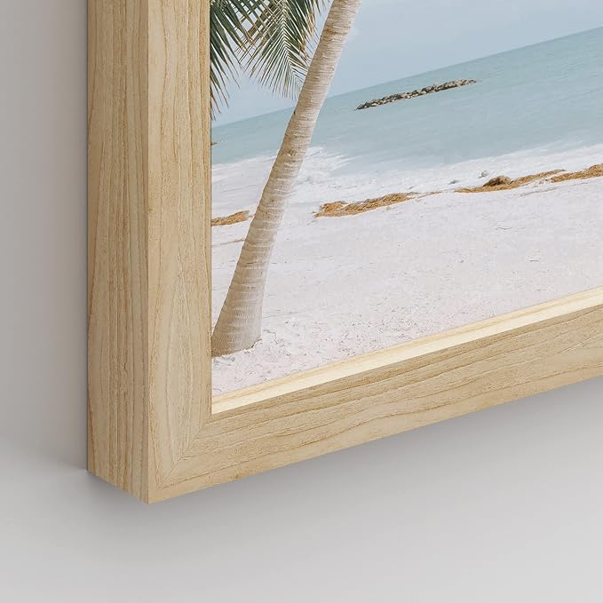 SIGNWIN Framed White Beach Shore Tropical Palm Tree Island Wall Art, Set of 4 Landscape Colorful Wall Decor Prints, Nature Wilderness Wall Décor for Living Room, Bedroom - 12"x16" Natural